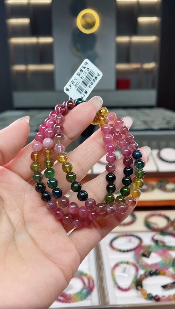 未镶嵌老矿碧玺三圈手串6mm+碧玺（多样性发一条）T