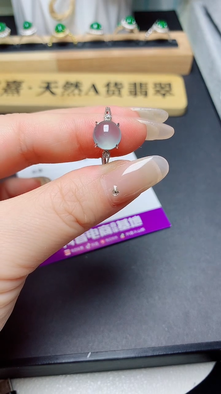 翡翠戒指银S925镶嵌天然翡翠A货s925银镶