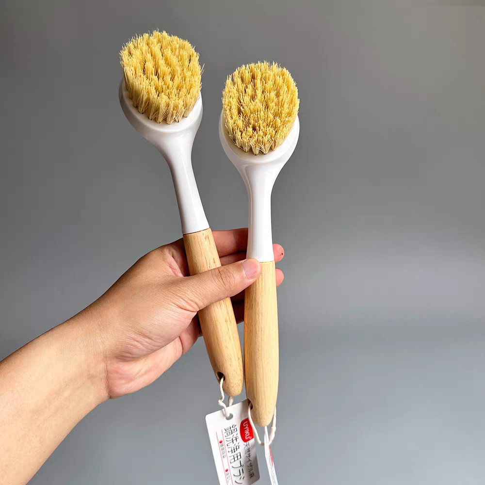 天然剑麻锅刷厨房长柄去油清洁刷橡胶木不伤锅洗碗刷专用清洁神器