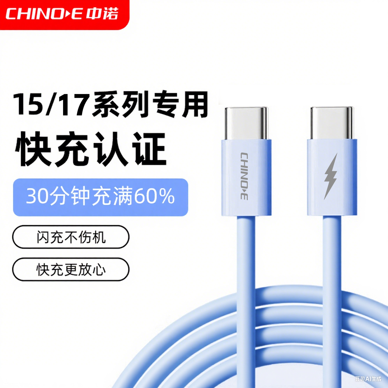 CHINOE/中诺65W硅胶超级快充数据线适用于苹果全系安卓通用快充