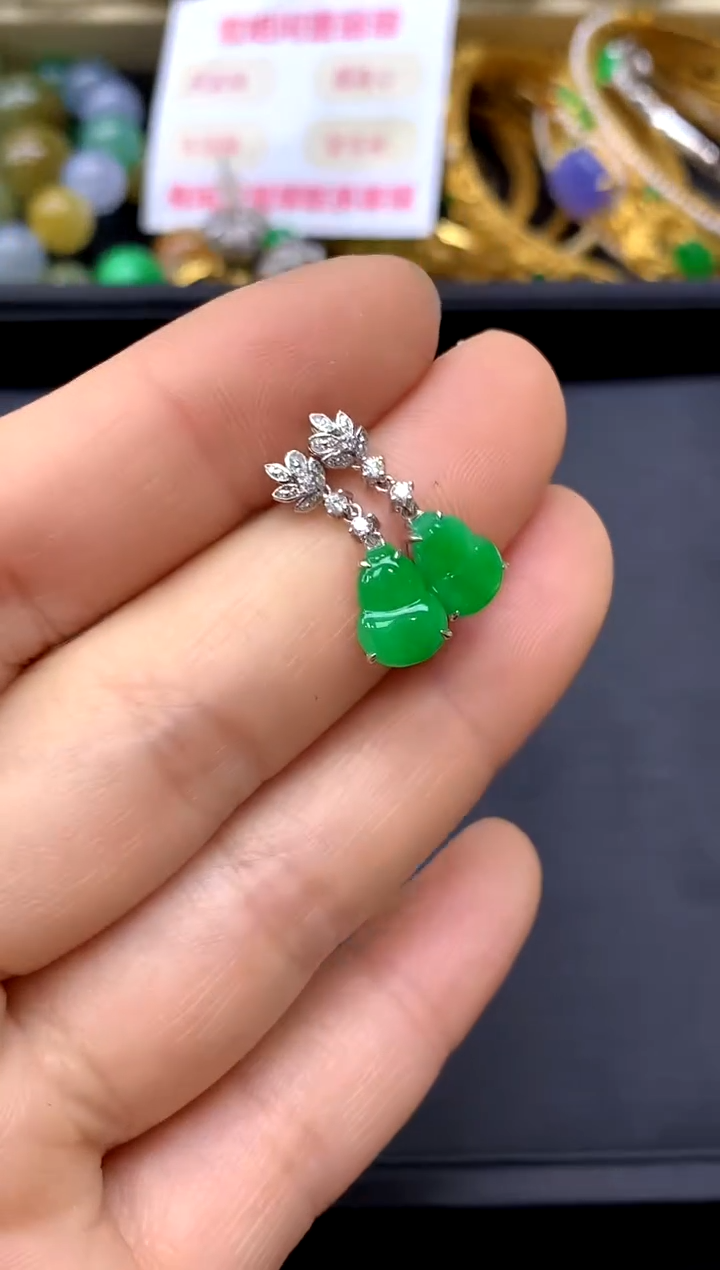 18K金镶嵌翡翠耳饰386-中国好珍宝