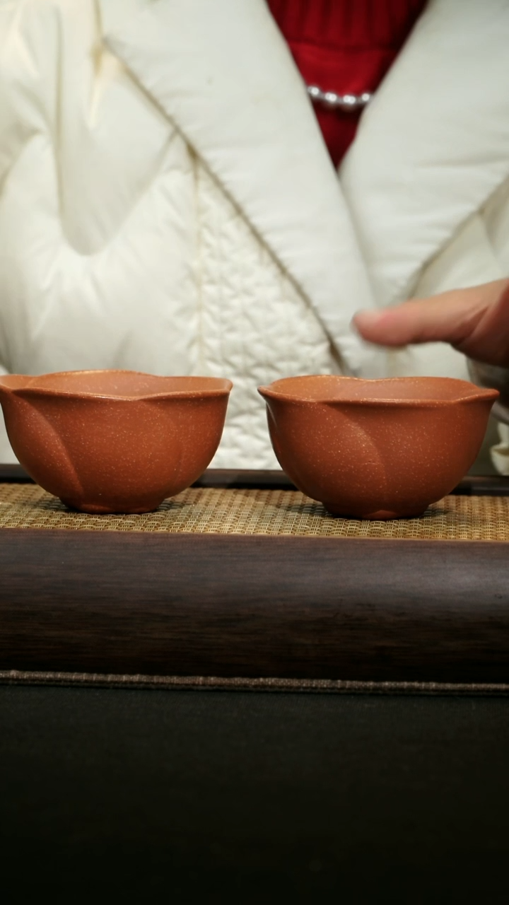 【闪购商品】紫砂茶壶降坡花瓣杯120毫升一对