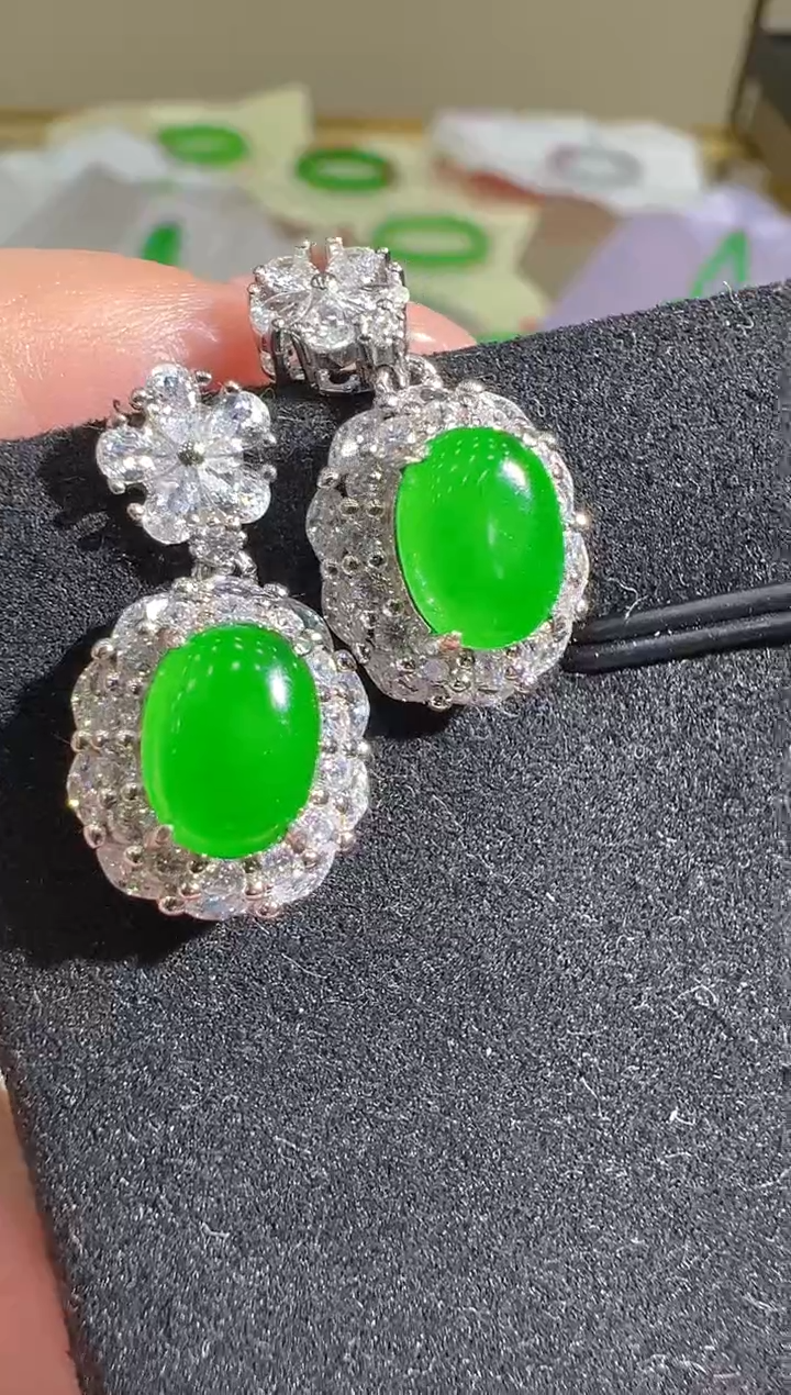 银S925镶嵌翡翠耳饰多样性团购发一件