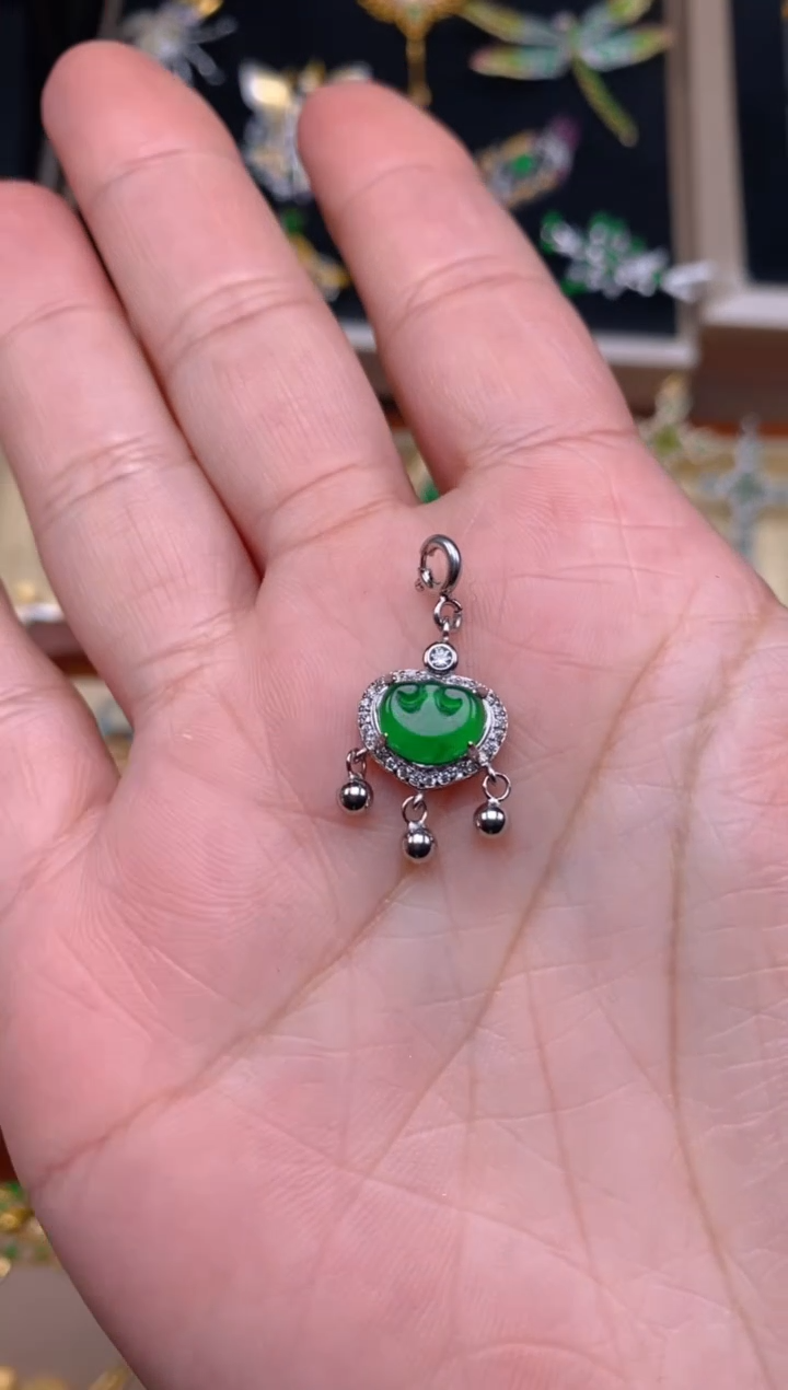 【闪购商品】翡翠项链银S925镶嵌如意