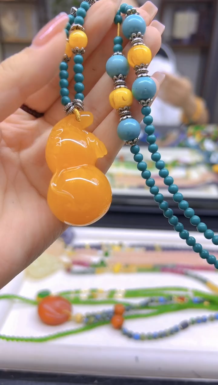 未镶嵌毛衣链蜜蜡DIY款M705