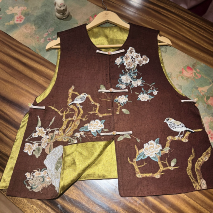 东方倾城 芳华设计新中式重工刺绣马甲国风百搭刺绣马甲FH-A047