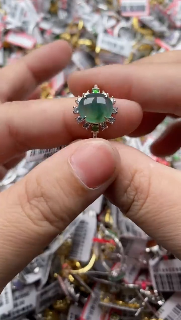 【闪购商品】翡翠戒指银S925镶嵌88888---7