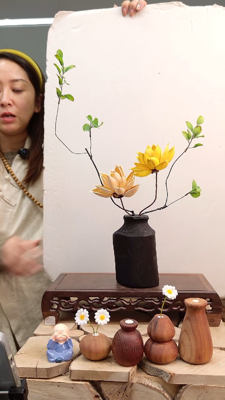 木实木花瓶配花一套