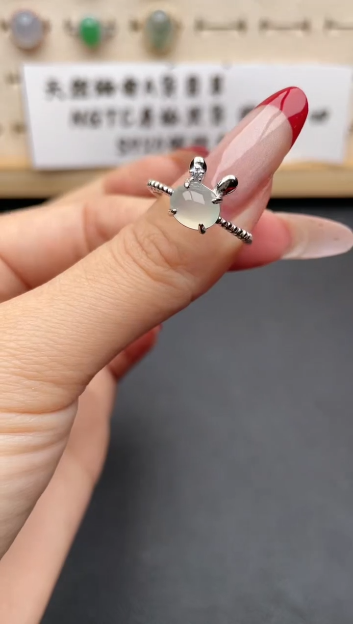 【闪购商品】翡翠戒指银S925镶嵌一物一证一礼盒