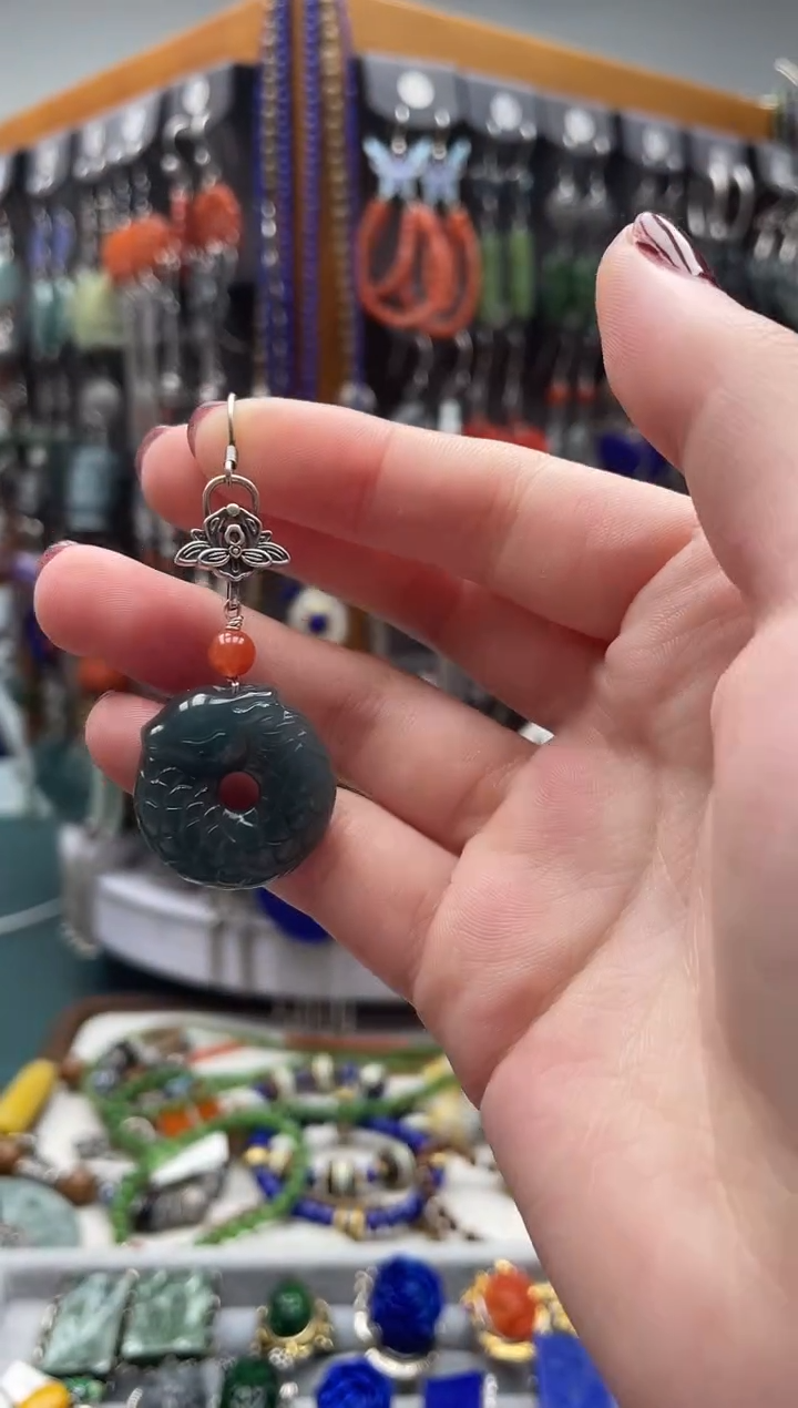 【闪购商品】翡翠耳饰银S925镶嵌饰品