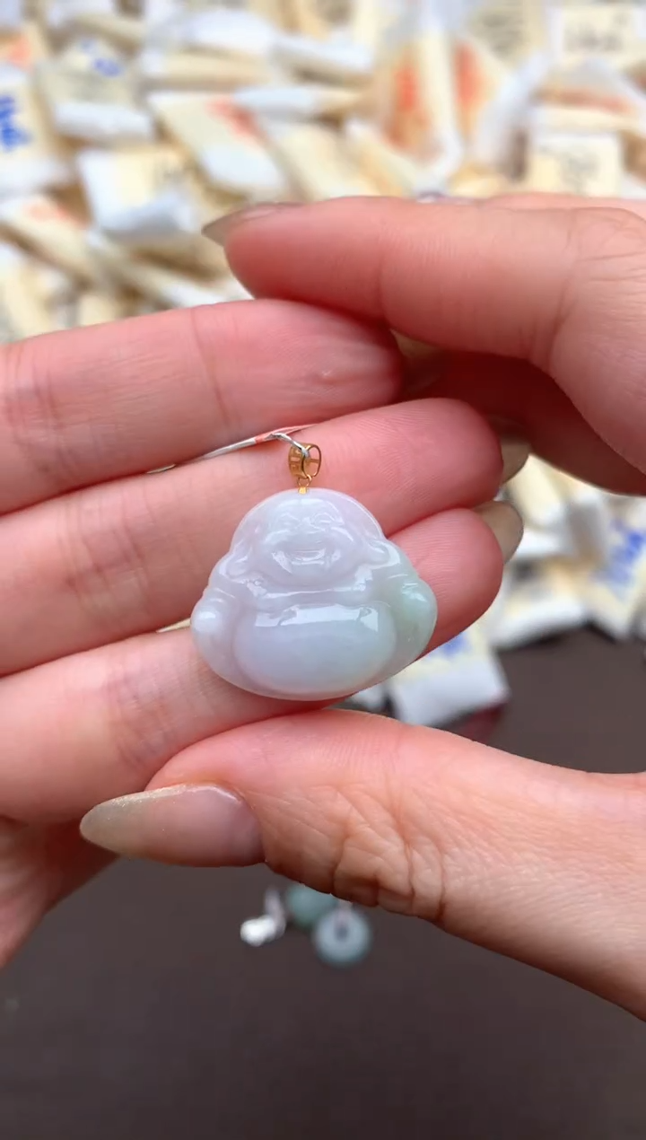 【闪购商品】翡翠挂件18K金镶嵌一