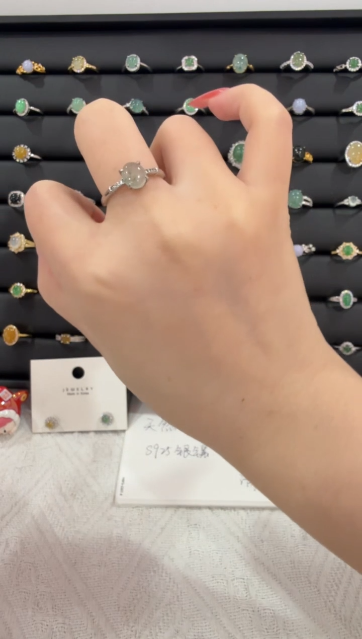 银S925镶嵌戒指翡翠012