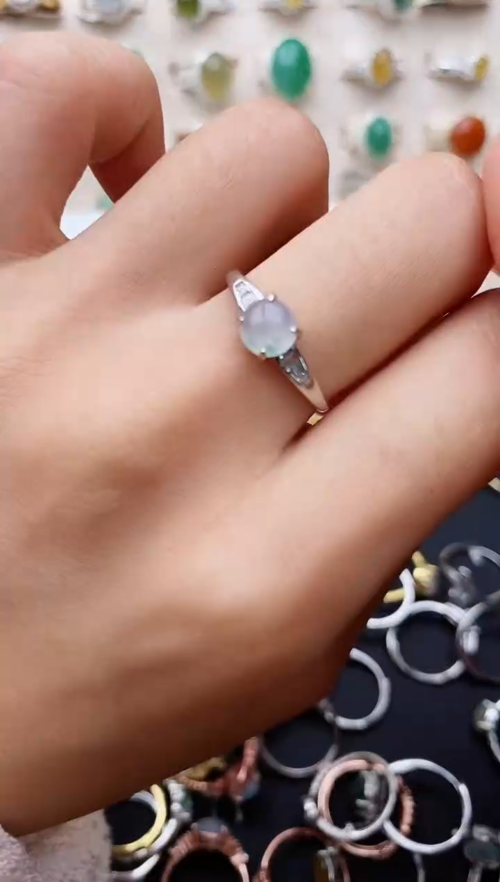 【闪购商品】翡翠戒指银S925镶嵌缅甸翡翠