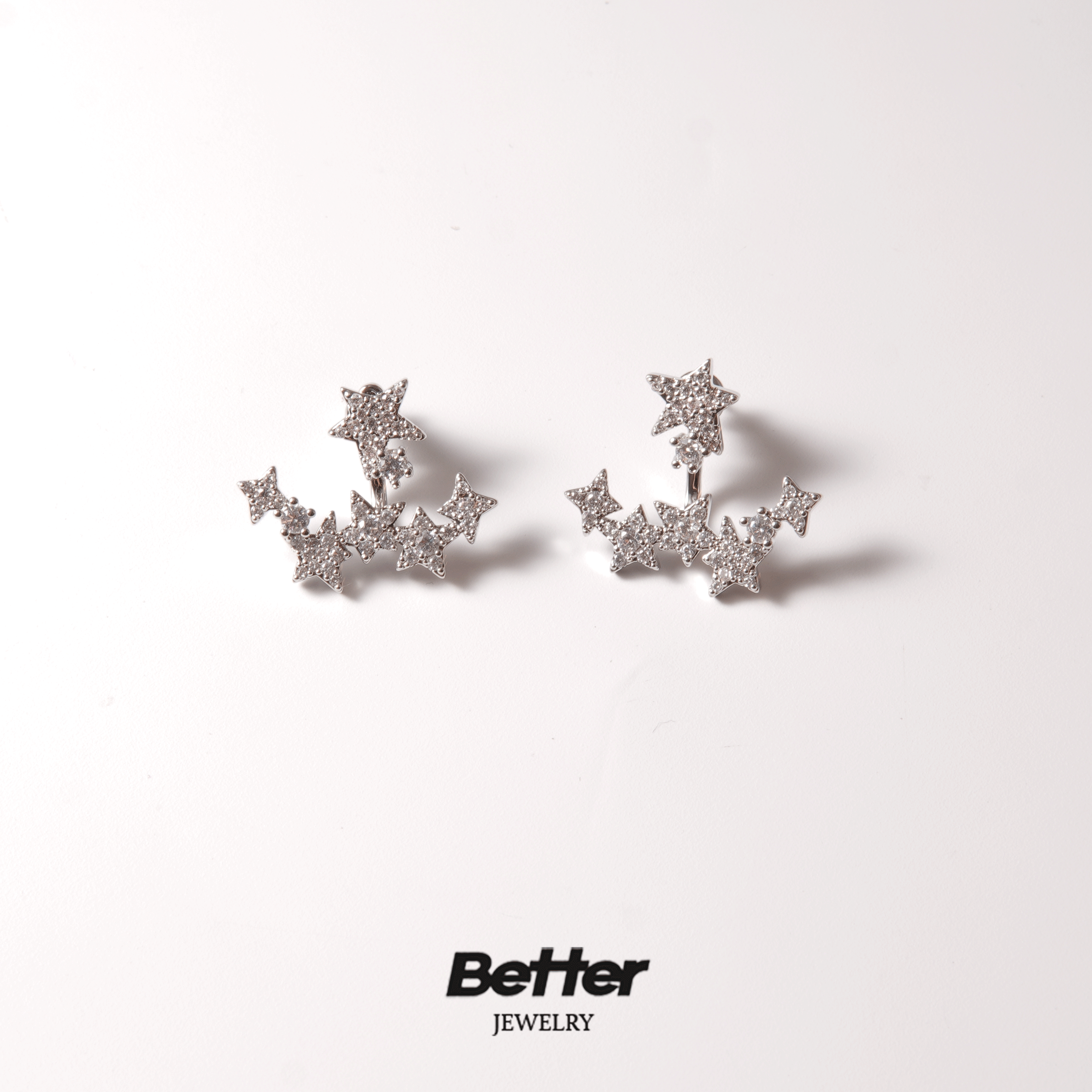 铜合金合成锆石耳饰 H305  两戴五角星耳钉