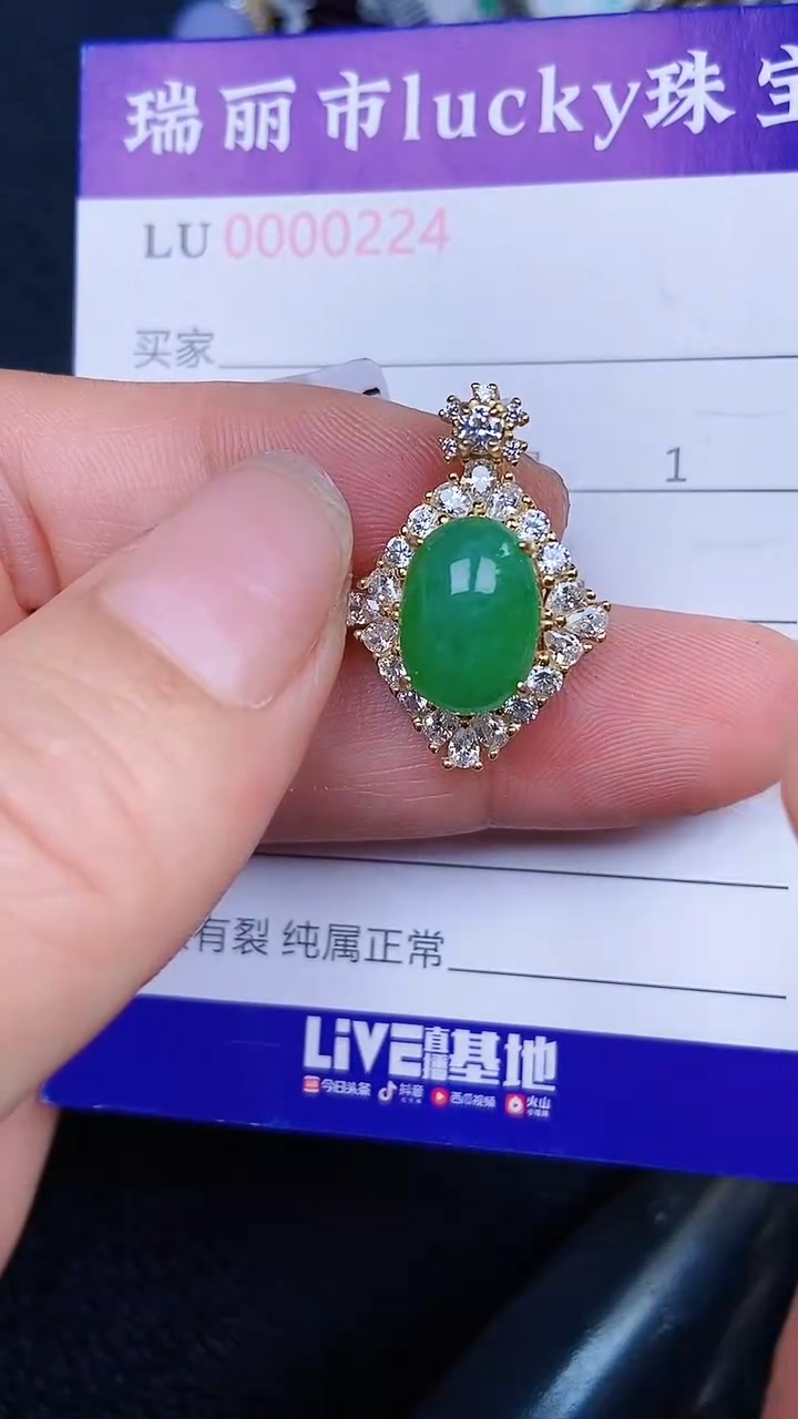 颈饰银S925镶嵌翡翠224