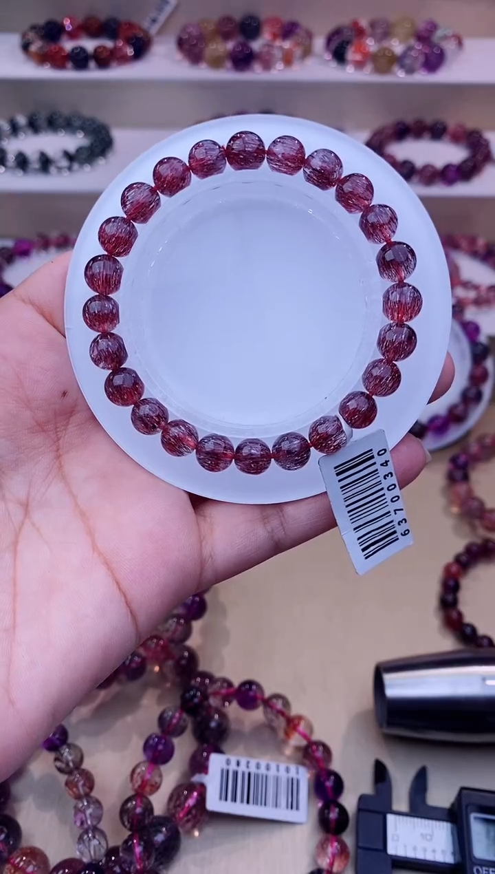 未镶嵌手链水晶红超七7m+