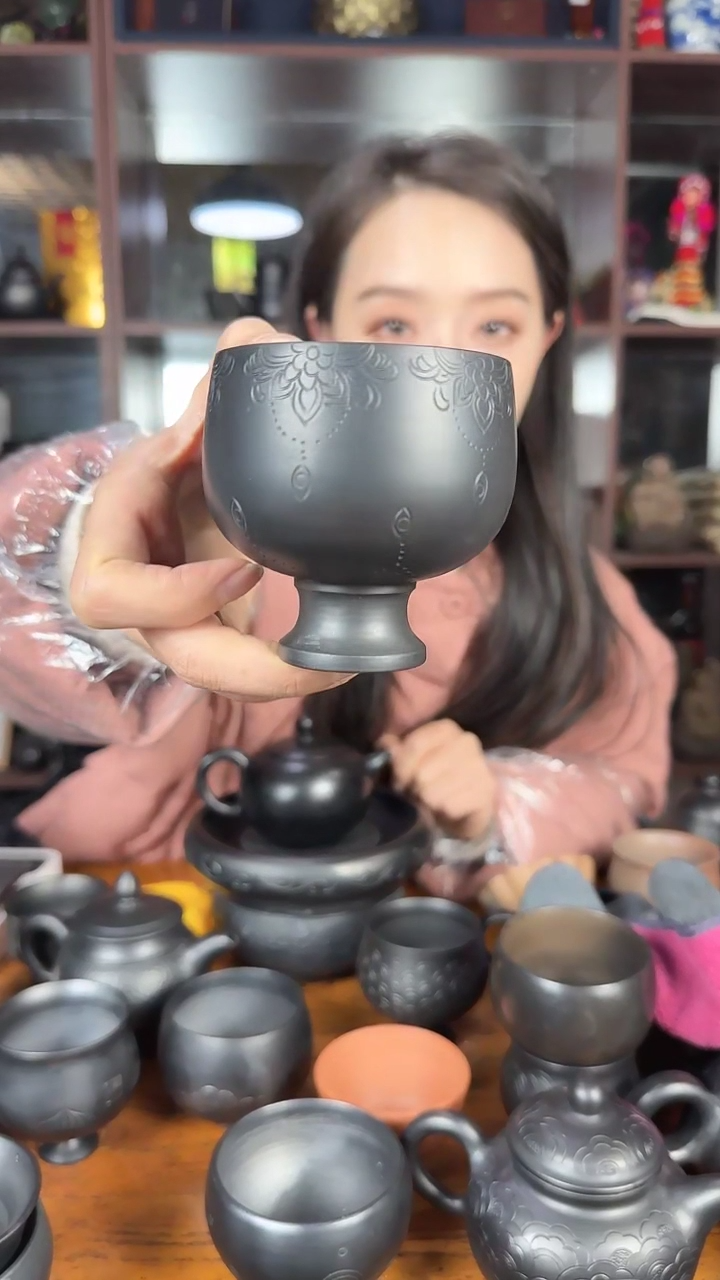 神农黑陶丝绸之路风格杯子