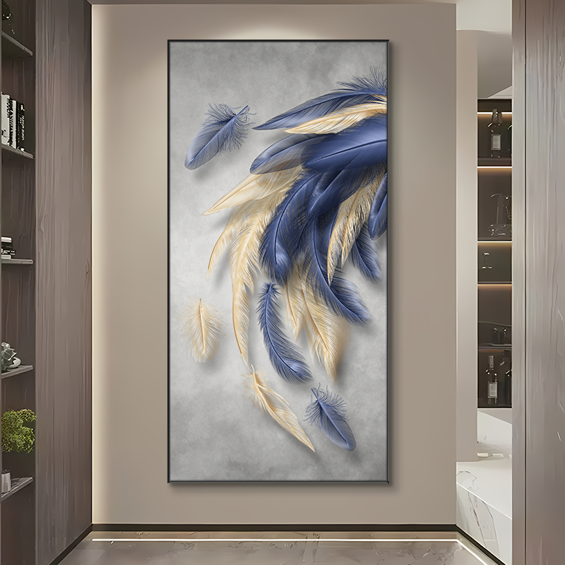 吉光凤羽入户好看玄关过道正对门走廊装饰画现代简约轻奢挂画高档