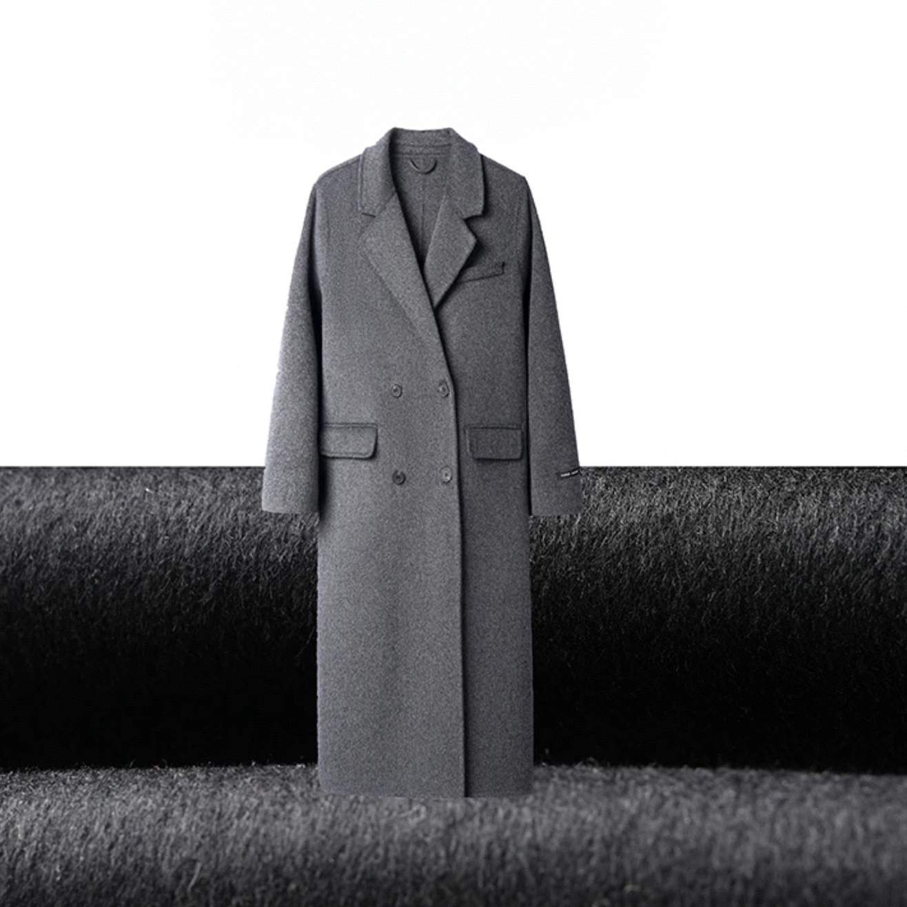 【小羊】  韩女氛围大衣~正肩极简风双面呢西装款大衣GY002        