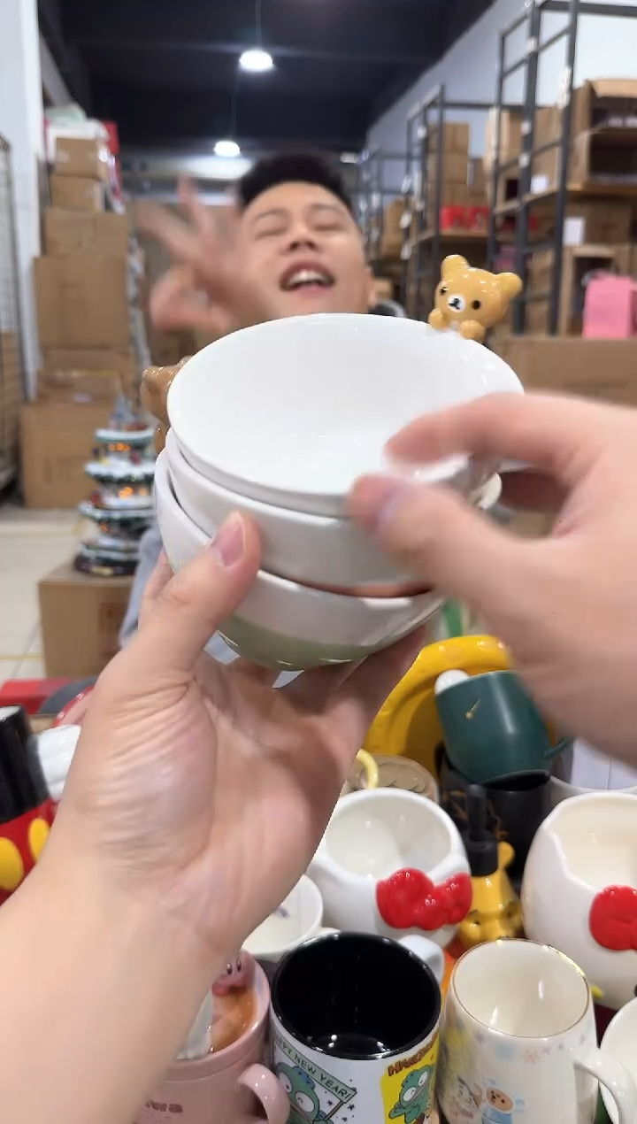 瓷片轻松熊公仔碗3件套 瑕疵不退换