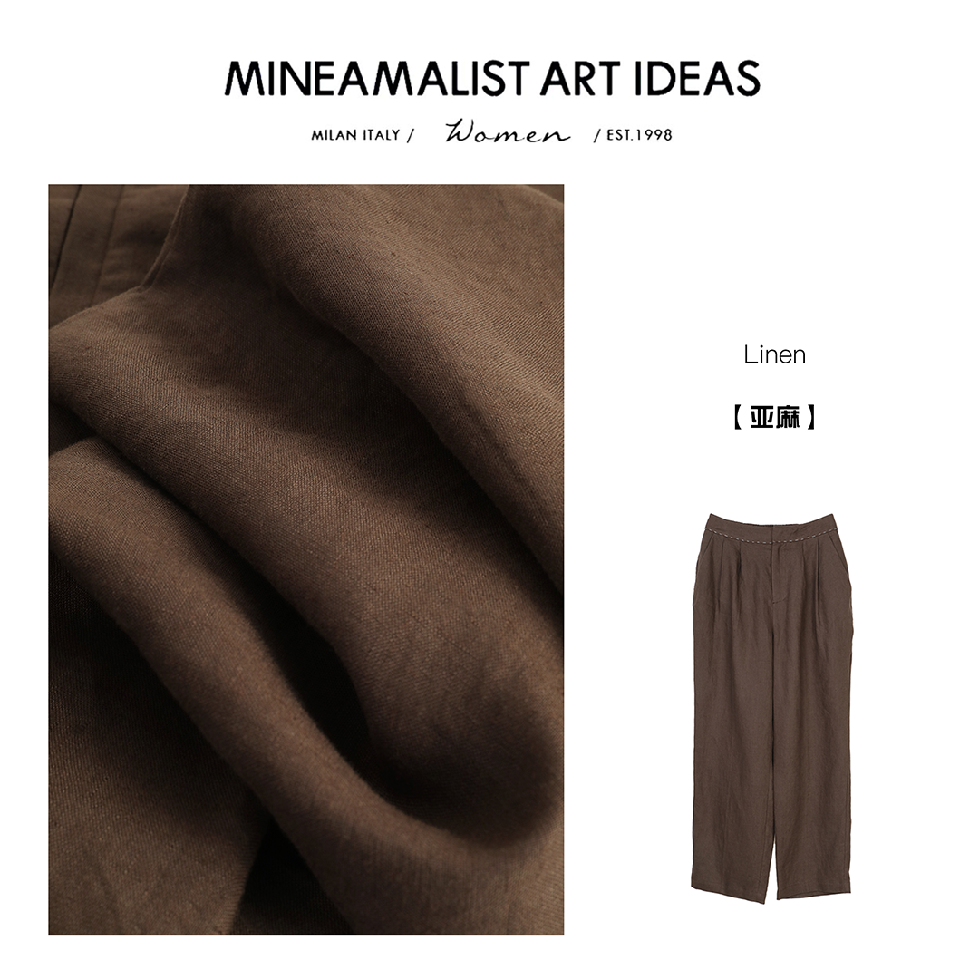 MINEAMALIST ART IDEASMAIBRAND复古亚麻休闲西裤ZY933