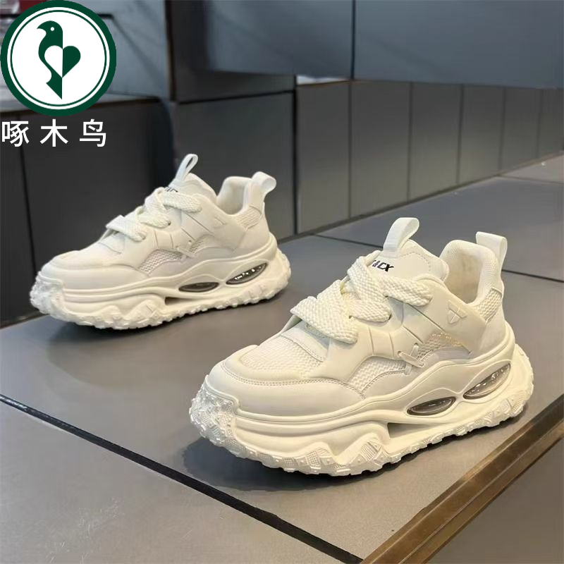 【正品】啄木鸟网红爆款男鞋秋季透气网面休闲内增高老爹鞋青少年鞋