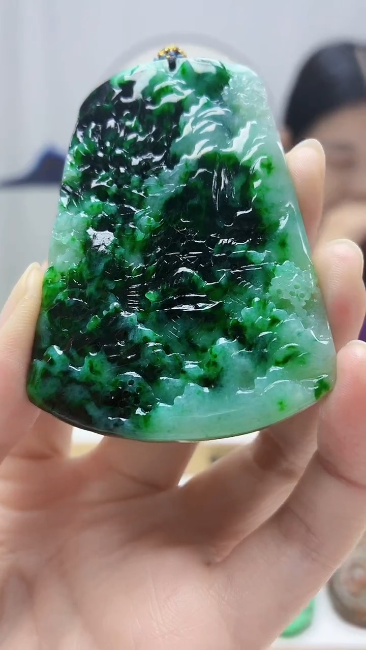 未镶嵌定制翡翠4812zm-毛货挂件山水46