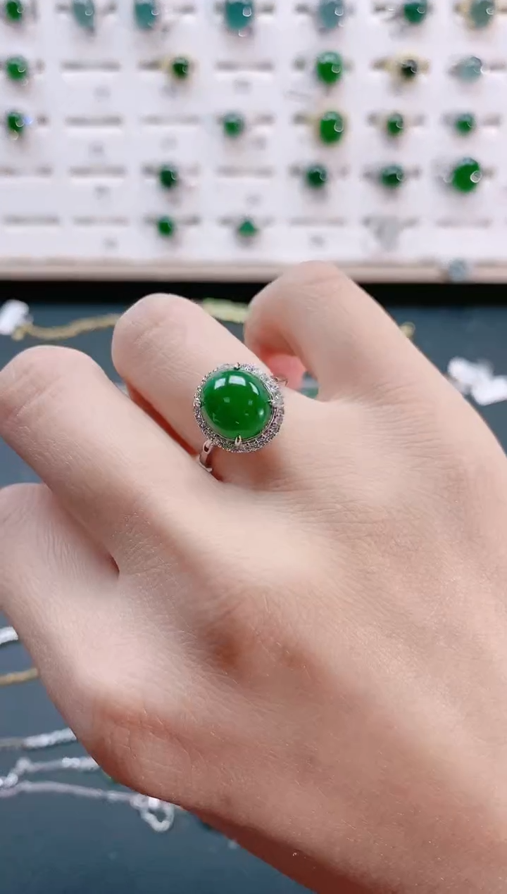 【闪购商品】翡翠戒指银S925镶嵌天然翡翠