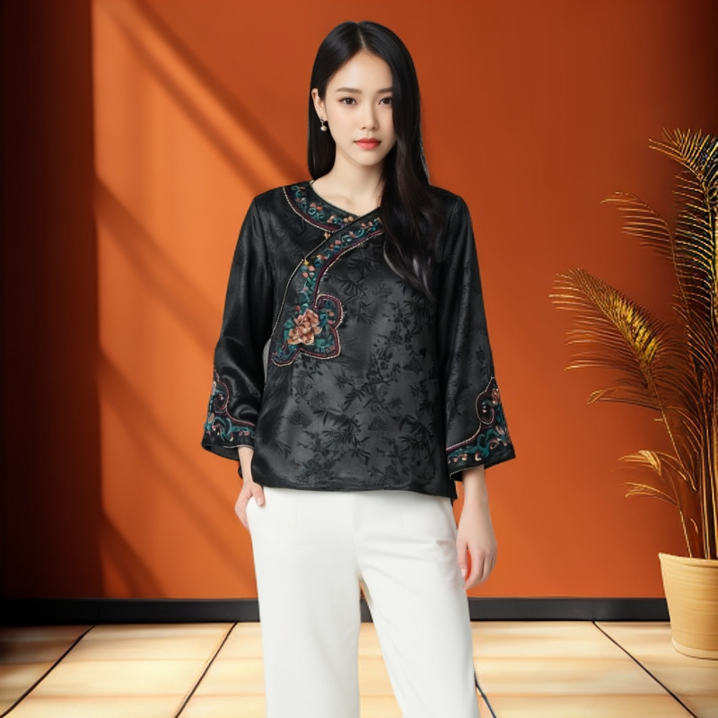 【如意】复古老上海中国风刺绣上衣妈妈装
