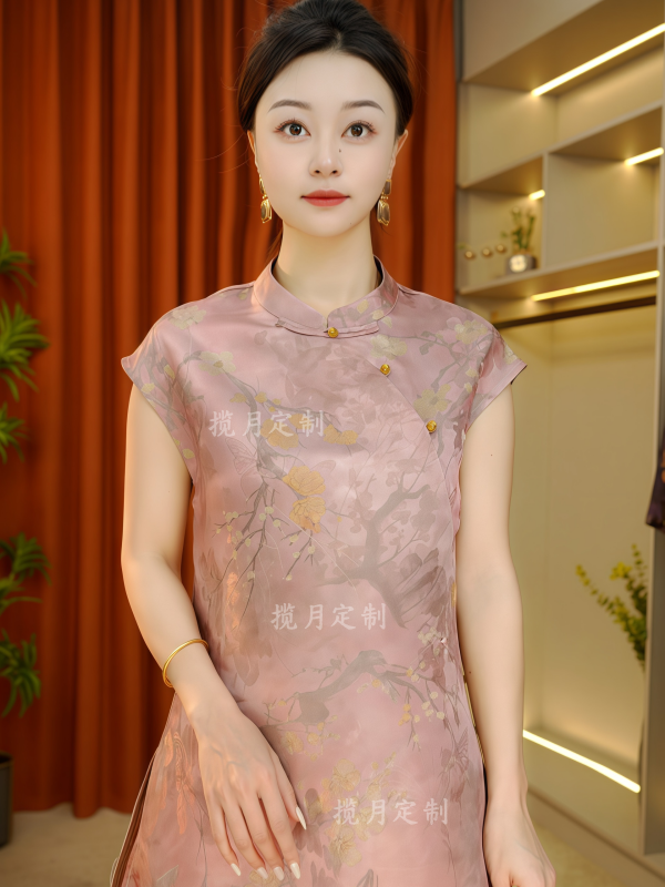 【甜雾】2026早春新款女装上衣T恤短袖提花新中式修身时尚复古