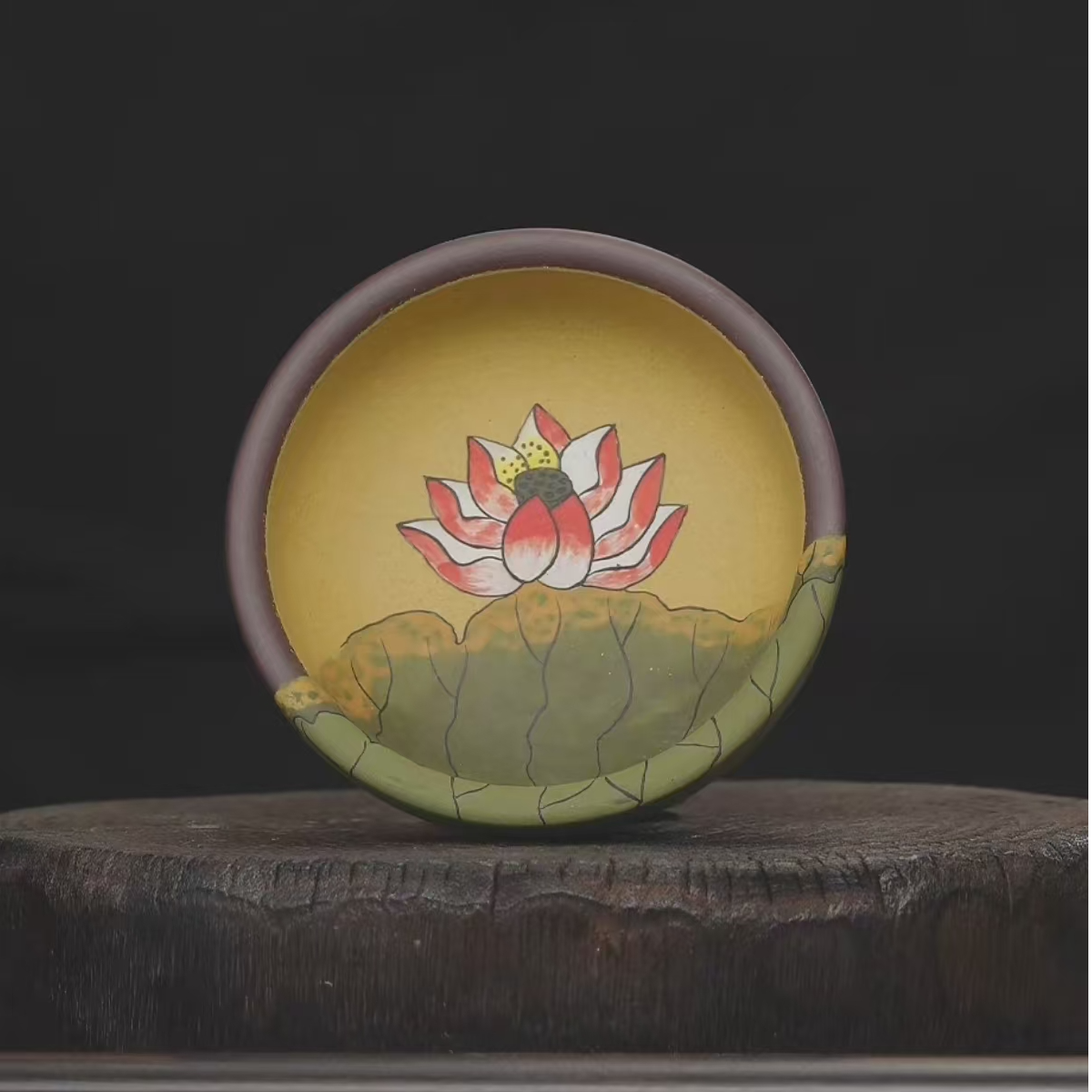 2397丨泥绘荷花 粉浆普洱杯 主人杯