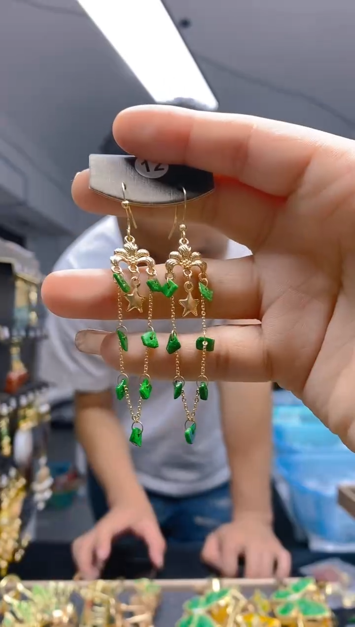 【闪购商品】翡翠耳饰合金0192翡翠耳钩