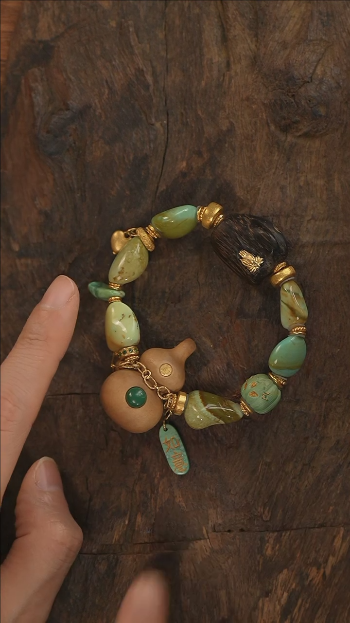 【闪购商品】绿松石手串18K金镶嵌A3045-定制