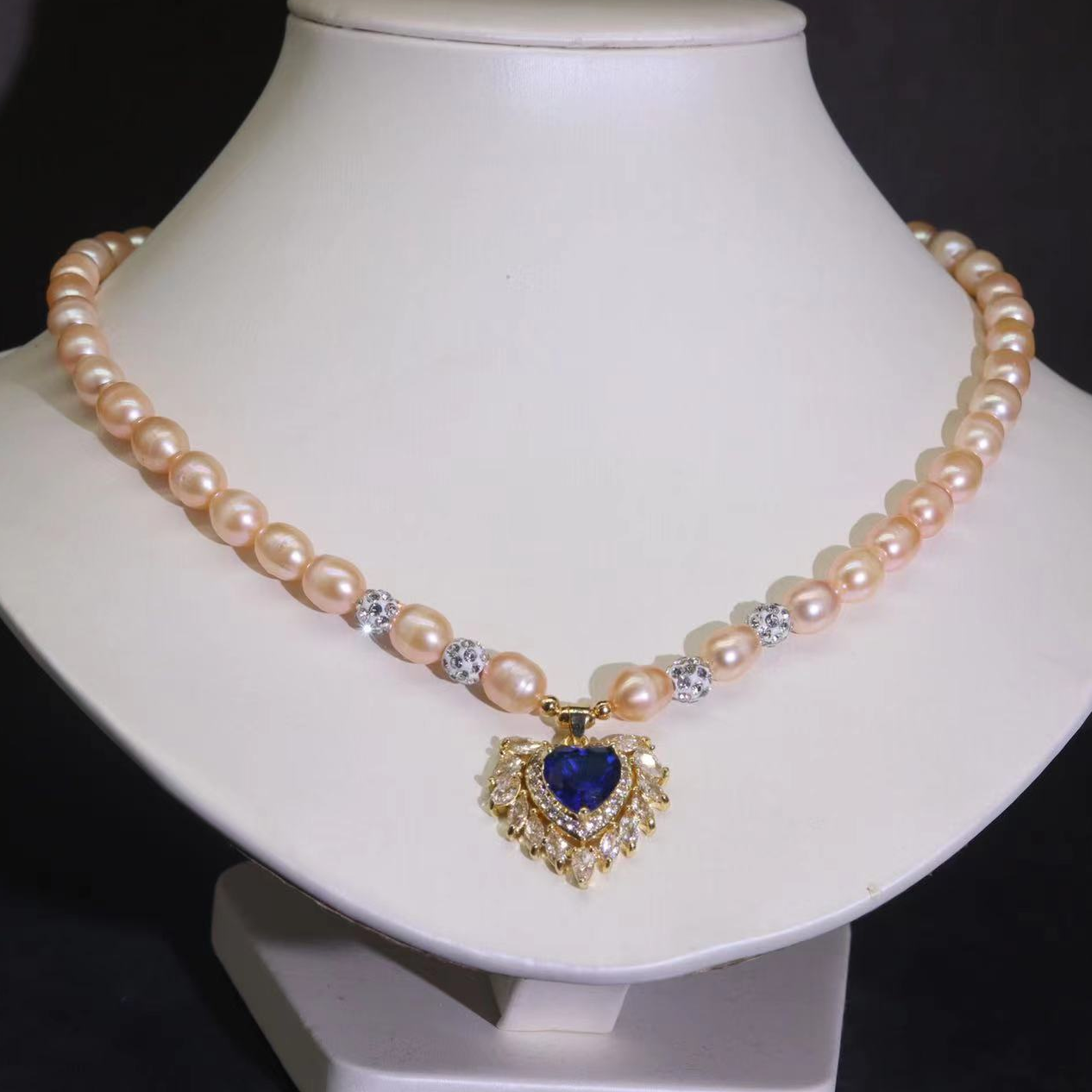 非金属珐琅项链 海洋之心中国红金桔项链