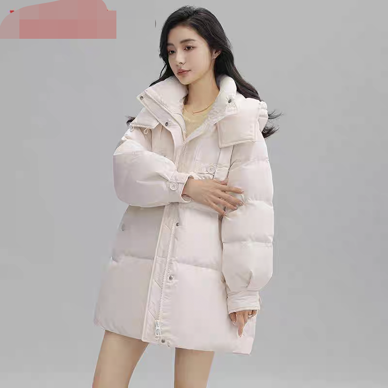 冬季新款韩版宽松中长款连帽加厚保暖小个子女士羽绒服