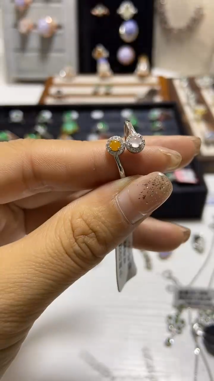 【闪购商品】翡翠戒指银S925镶嵌缅甸天然A翡翠戒指