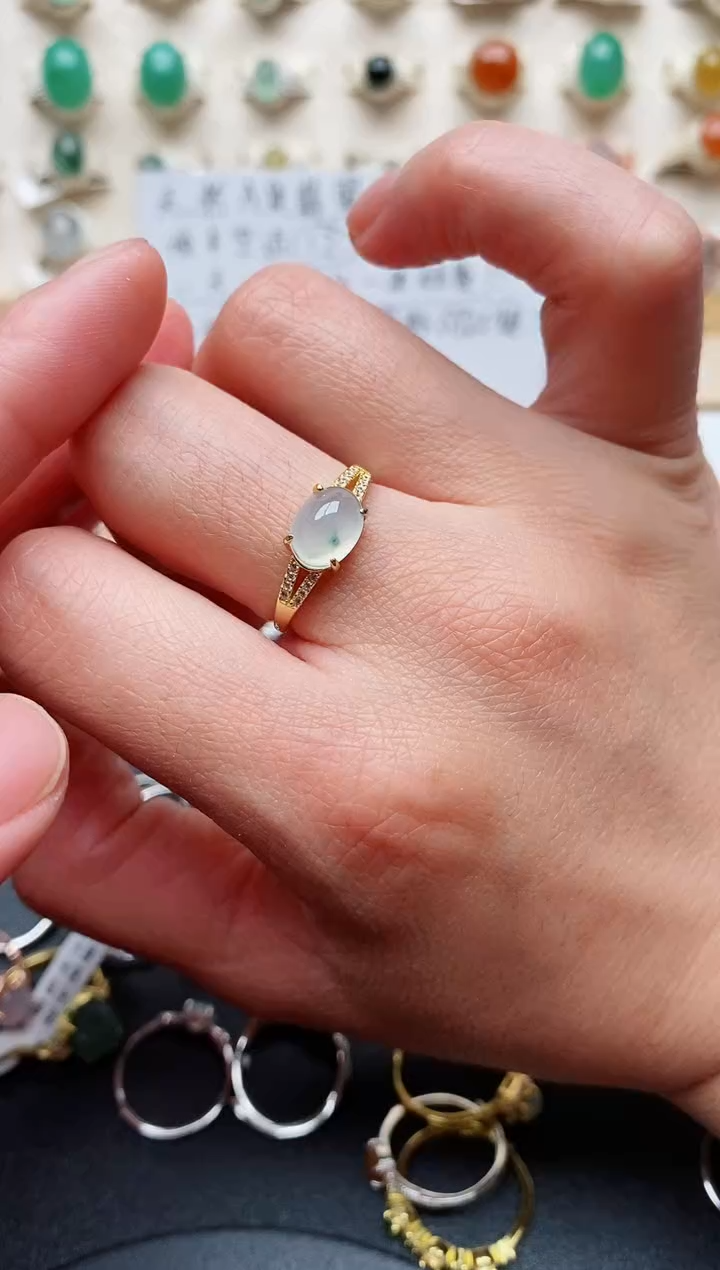 【闪购商品】翡翠戒指银S925镶嵌天然翡翠222   9+