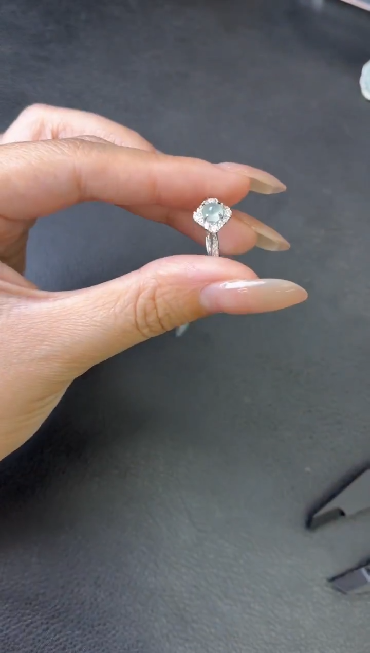 银S925镶嵌戒指翡翠戒指