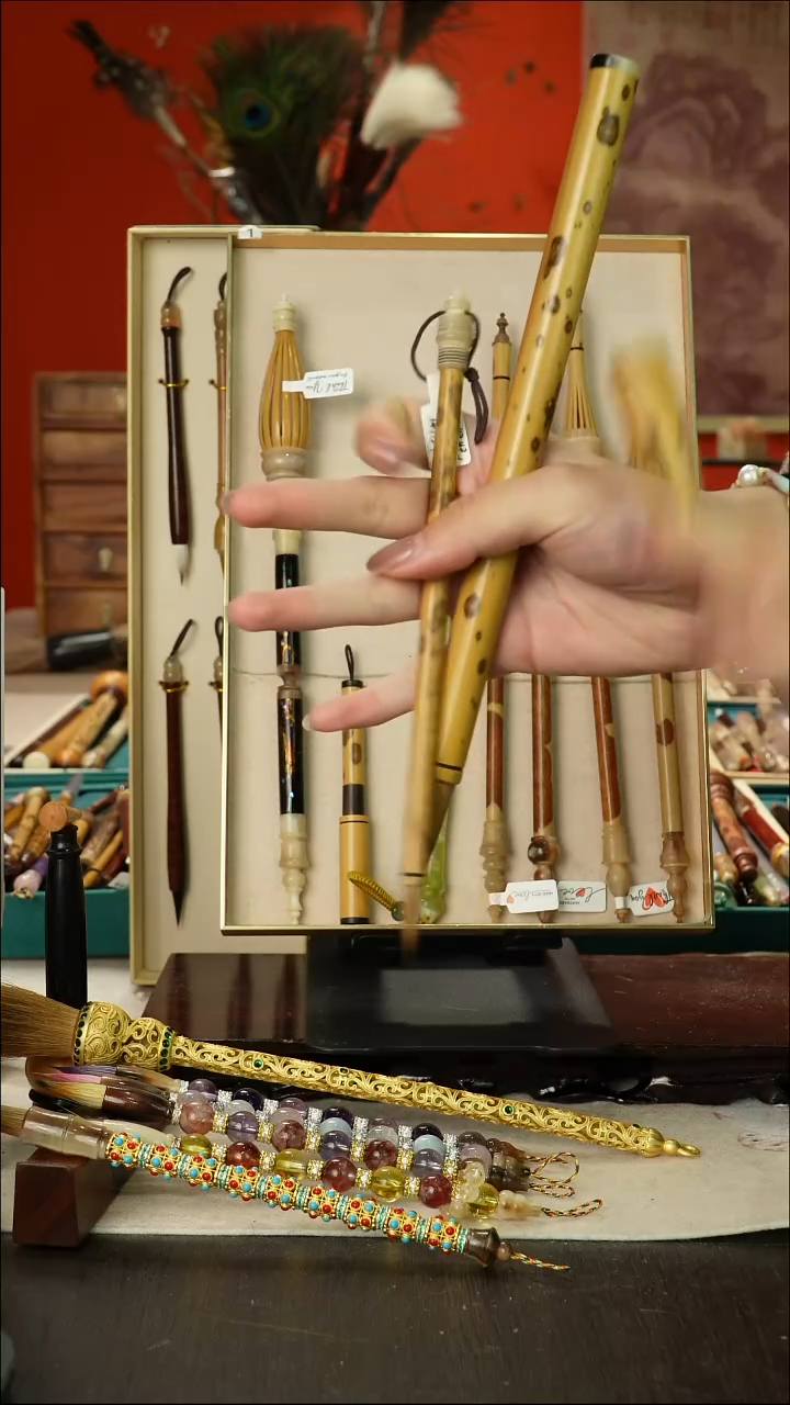 387号闪孤品高货毛笔链接 清水试笔 蘸墨不退