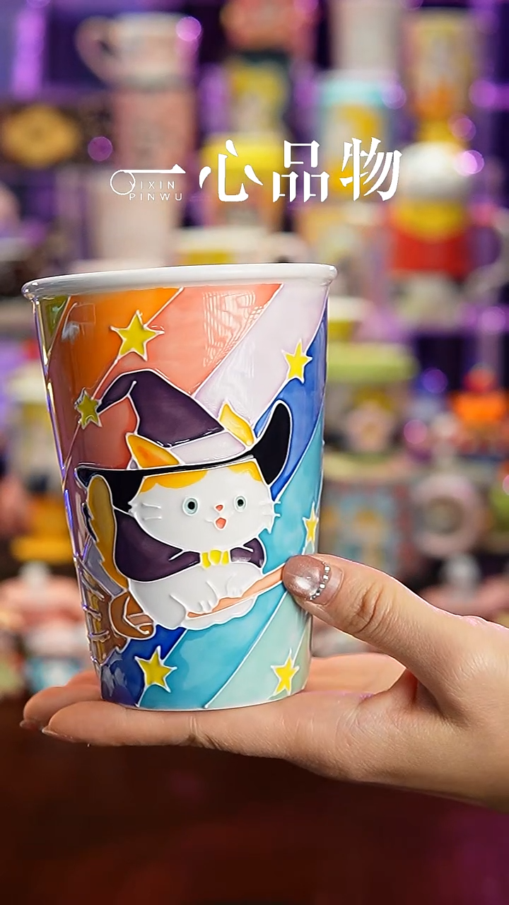 杯子瓷A23景德镇手工手绘杯子摆件