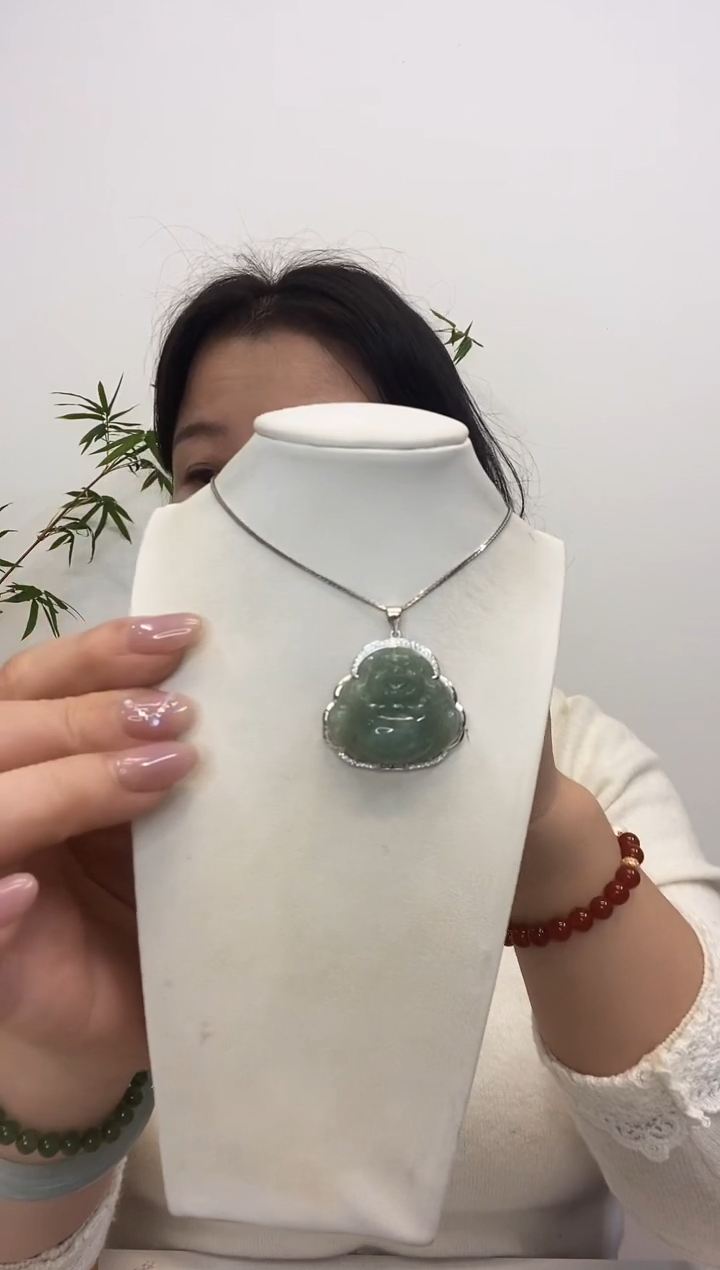 【闪购商品】翡翠吊坠(赠链)银S925镶嵌佛公