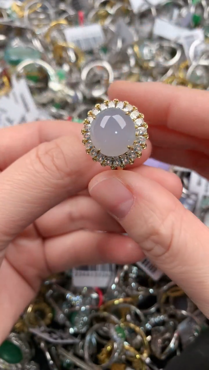 银S925镶嵌戒指翡翠444   4