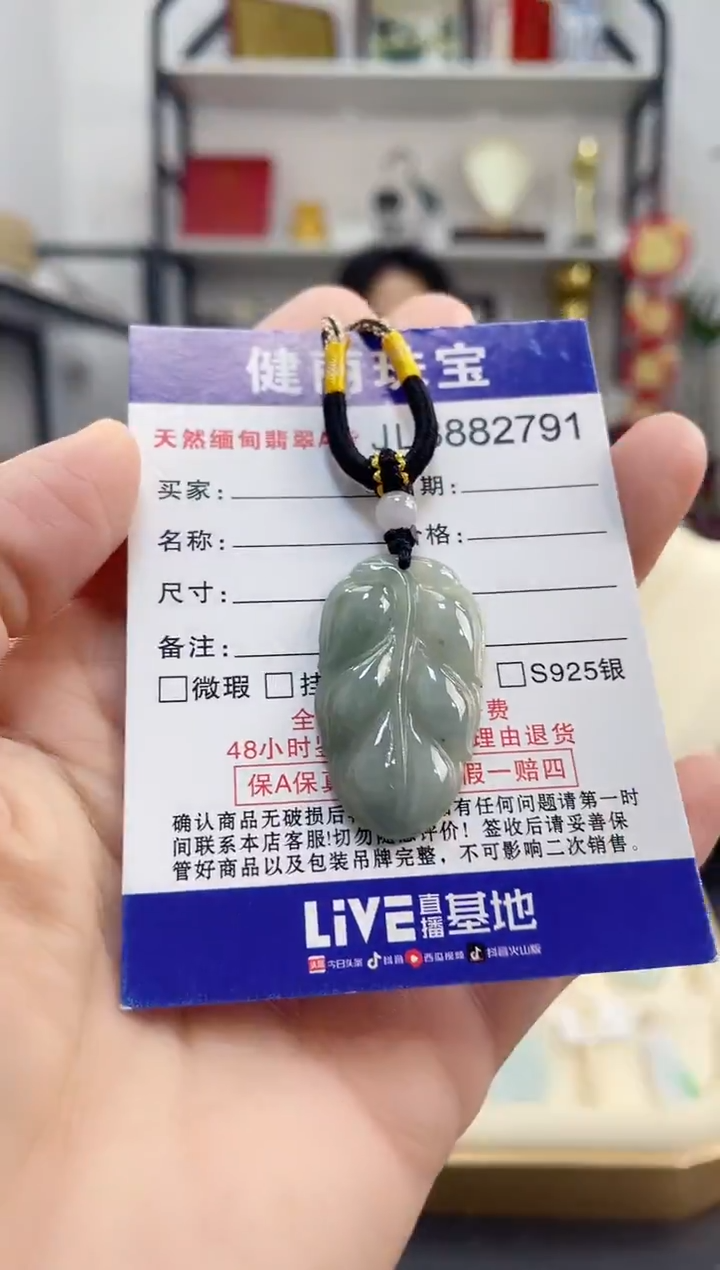 颈饰未镶嵌翡翠叶子(一物一证) 