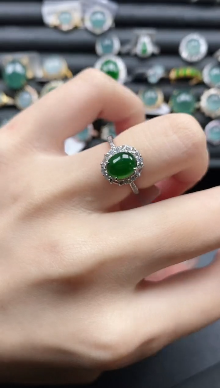 【闪购商品】翡翠戒指银S925镶嵌11111