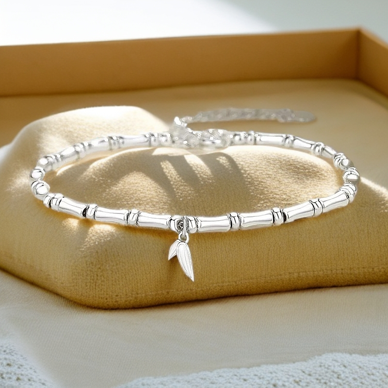 足银手链 气质步步高升竹节银手链