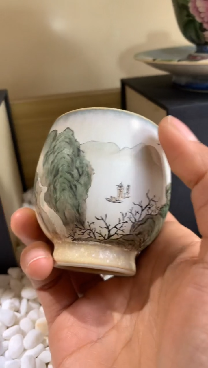 【闪购商品】拾泥手绘山水主人杯