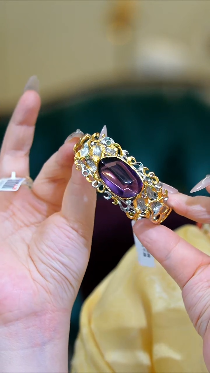 【闪购商品】紫晶手镯银S925镶嵌紫晶925银手镯