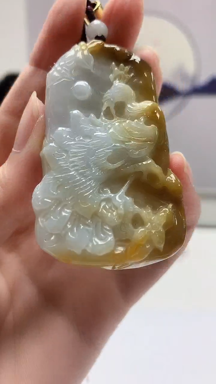 【闪购商品】定制翡翠未镶嵌5060zm-毛货挂件凤凰38