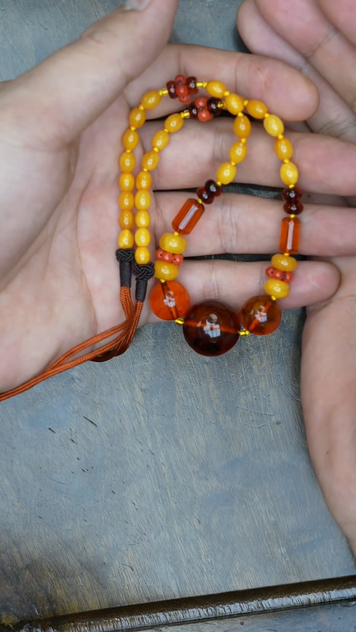 【闪购商品】琥珀裸石未镶嵌血珀圆珠DIY项链