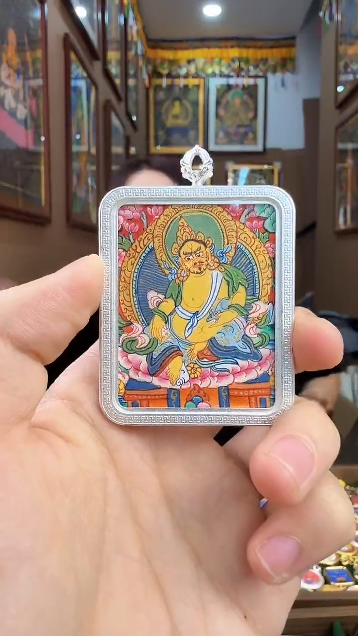 吊坠黄财神-热贡纯手绘唐卡